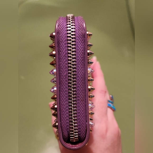 Christian Louboutin Pannetone purple gold metallic stud zip wallet - Picture 8 of 16